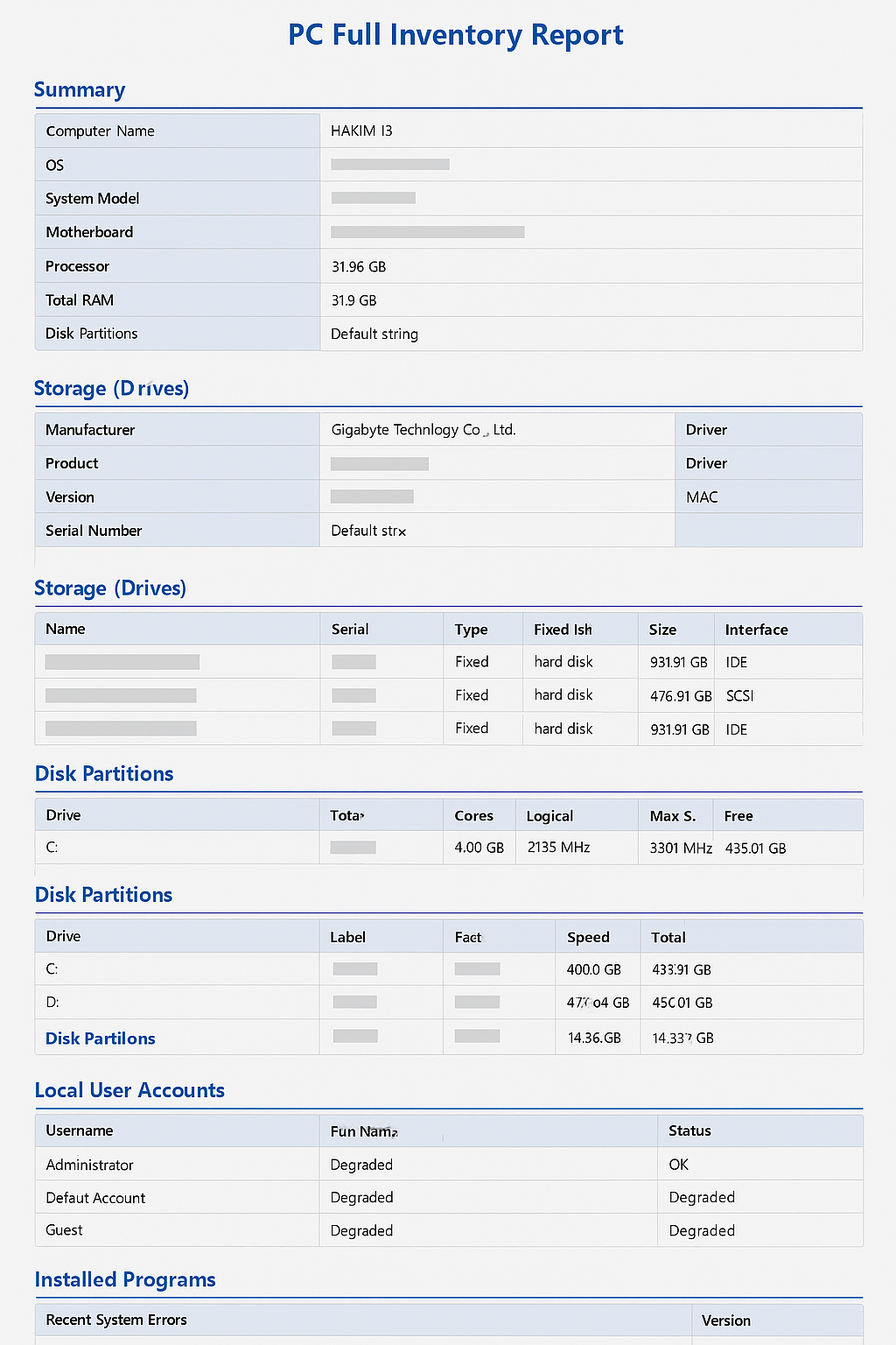 Screenshot of generate a detailed HTML report by NPC System Inspector